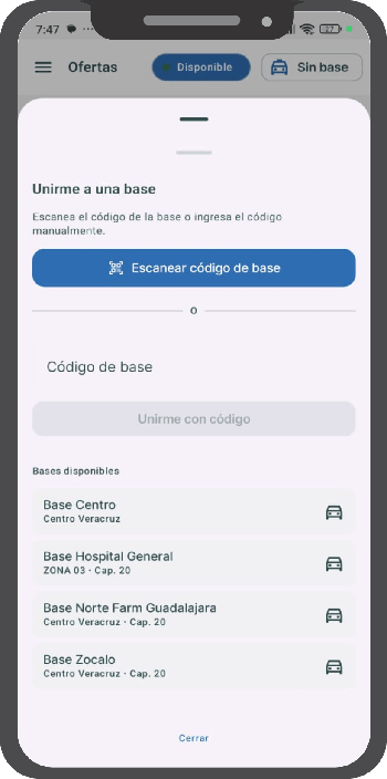 App Driver - Operación por central